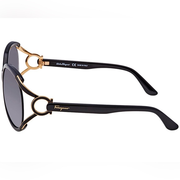 Salvatore Ferragamo Black Oval Sunglasses NIB MSRP $295 main image 4